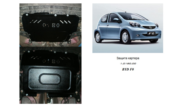 Захист двигуна для автомобіля BYD F0 2008- V-1,0