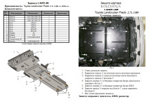 Захист двигуна для автомобіля Toyota Land Cruiser Prado J150                             2009- V-2,7i; 2,8D; 3.0D