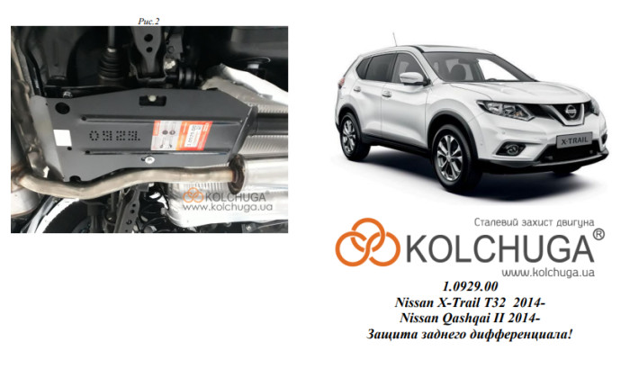 Захист двигуна для автомобіля Nissan Qashqai J11 2014-2021 V-всі